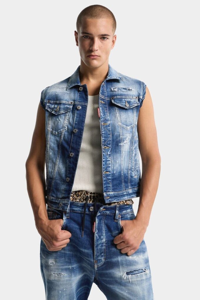 Gilet classico lavato a due colori