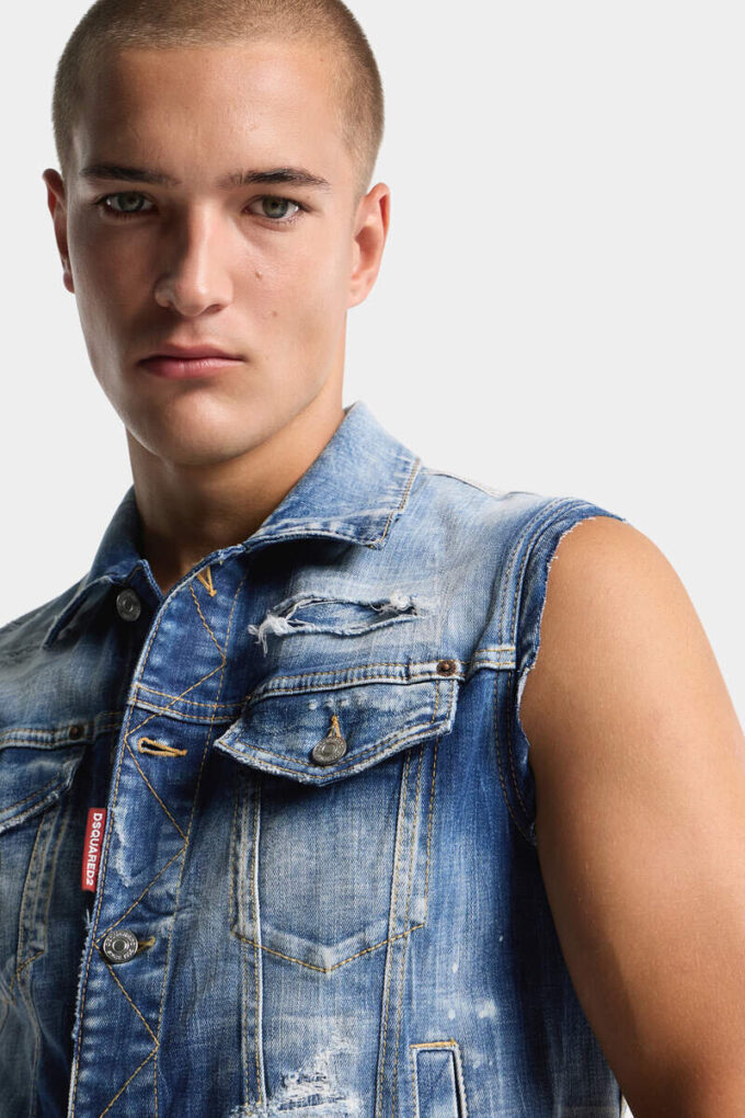 Gilet classico lavato a due colori