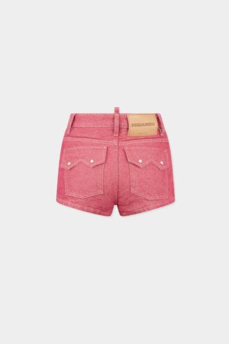 Hot pants a vita alta in denim Oxford
