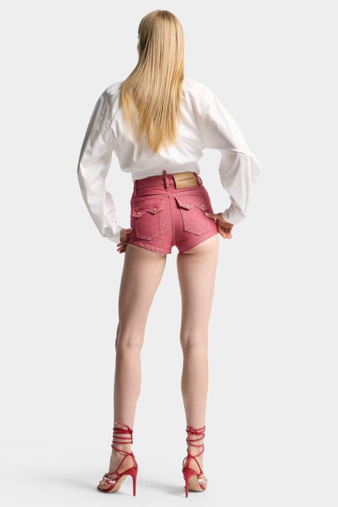 Hot pants a vita alta in denim Oxford Hot pants a vita alta in denim Oxford