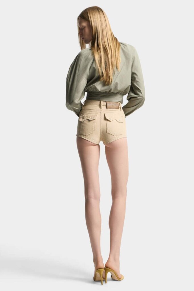 Hot pants a vita alta in denim Oxford Hot pants a vita alta in denim Oxford