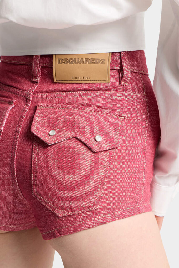 Hot pants a vita alta in denim Oxford Hot pants a vita alta in denim Oxford
