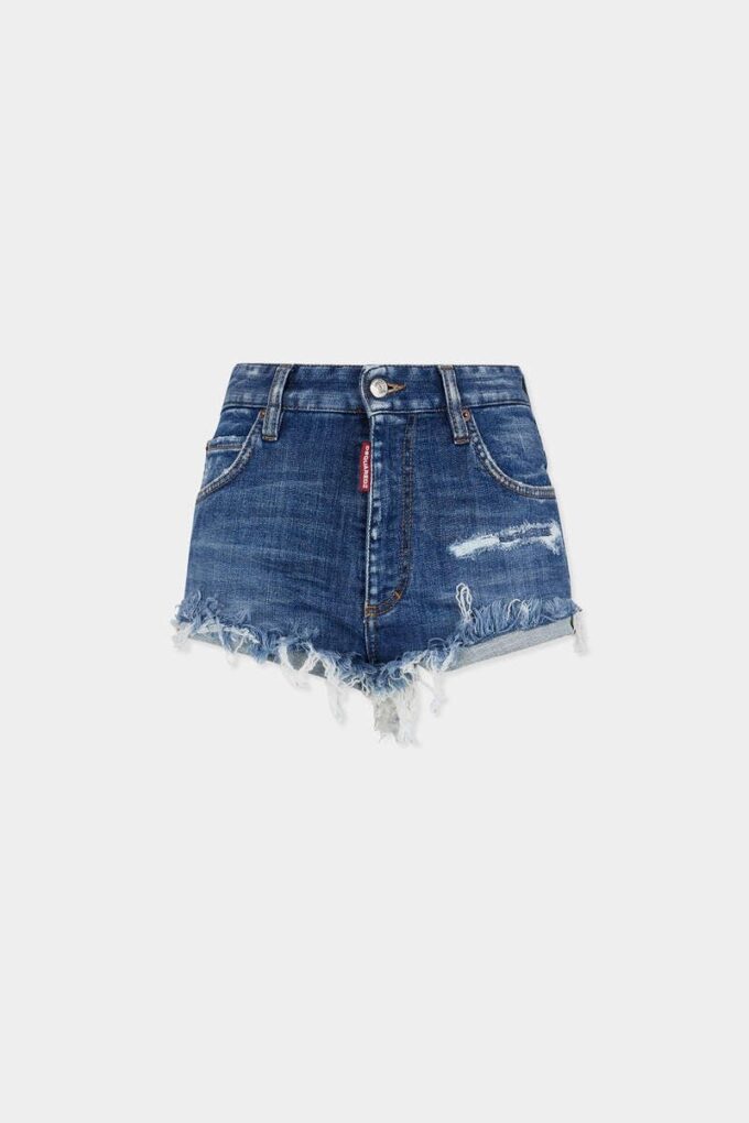 Hot pants da camionista con lavaggio medio Hot pants da camionista con lavaggio medio