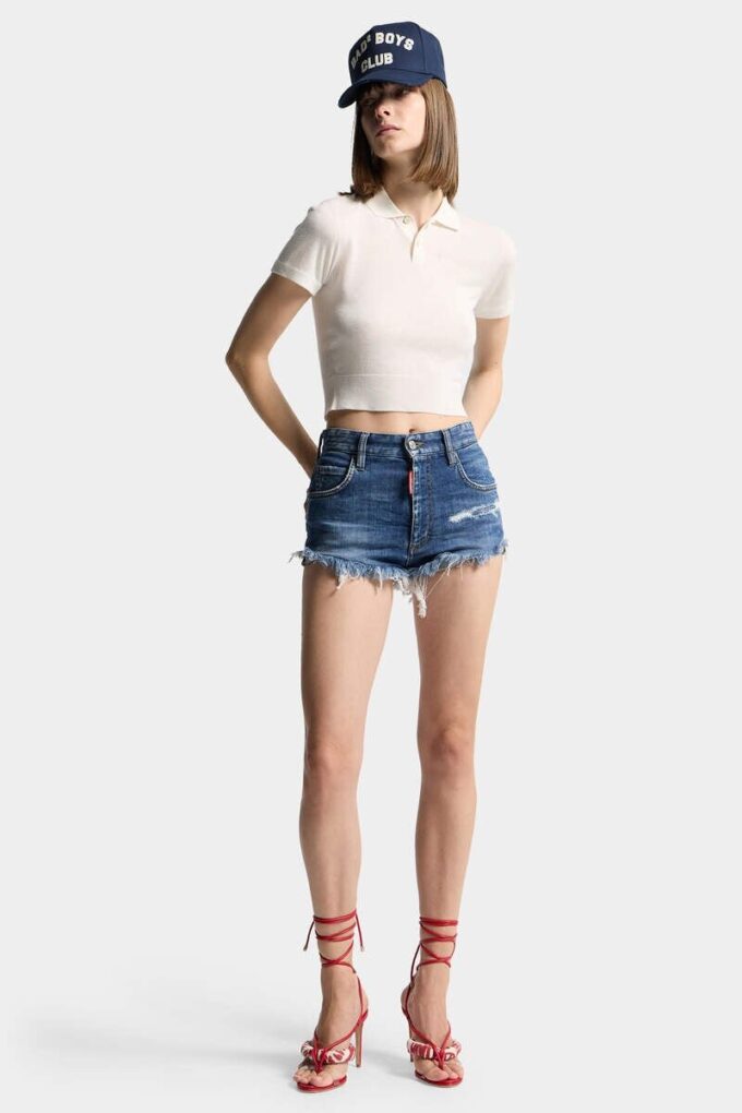 Hot pants da camionista con lavaggio medio Hot pants da camionista con lavaggio medio