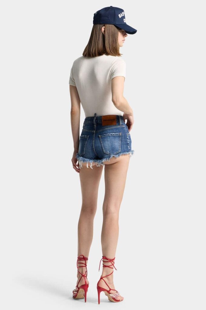 Hot pants da camionista con lavaggio medio Hot pants da camionista con lavaggio medio