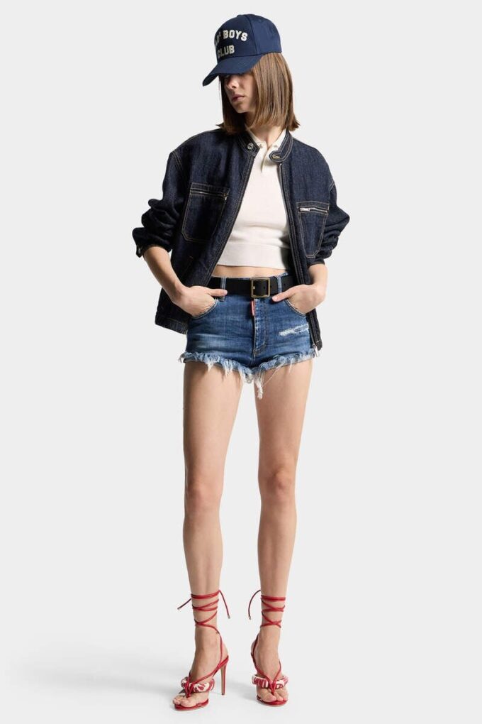 Hot pants da camionista con lavaggio medio Hot pants da camionista con lavaggio medio