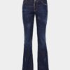 Jeans a zampa con vita media e lavaggio scuro pulito