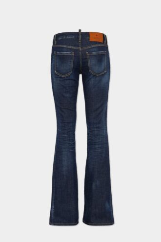 Jeans a zampa con vita media e lavaggio scuro pulito