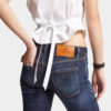 Jeans a zampa con vita media e lavaggio scuro pulito