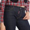 Jeans a zampa media con lavaggio scuro Jeans a zampa media con lavaggio scuro