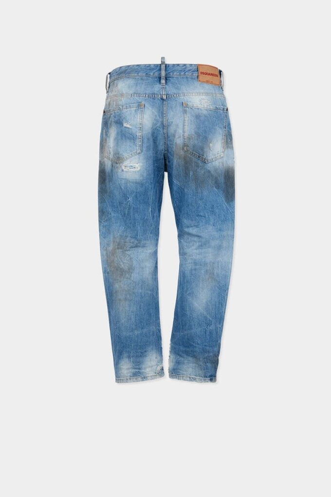 Jeans blu chiaro con effetto sporco Jeans blu chiaro con effetto sporco