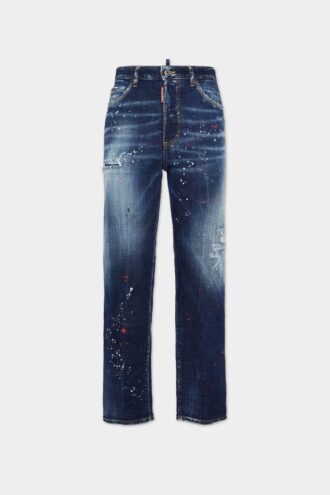 Jeans Boston con lavaggio a macchie rosse medie