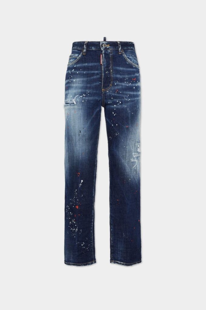 Jeans Boston con lavaggio a macchie rosse medie Jeans Boston con lavaggio a macchie rosse medie