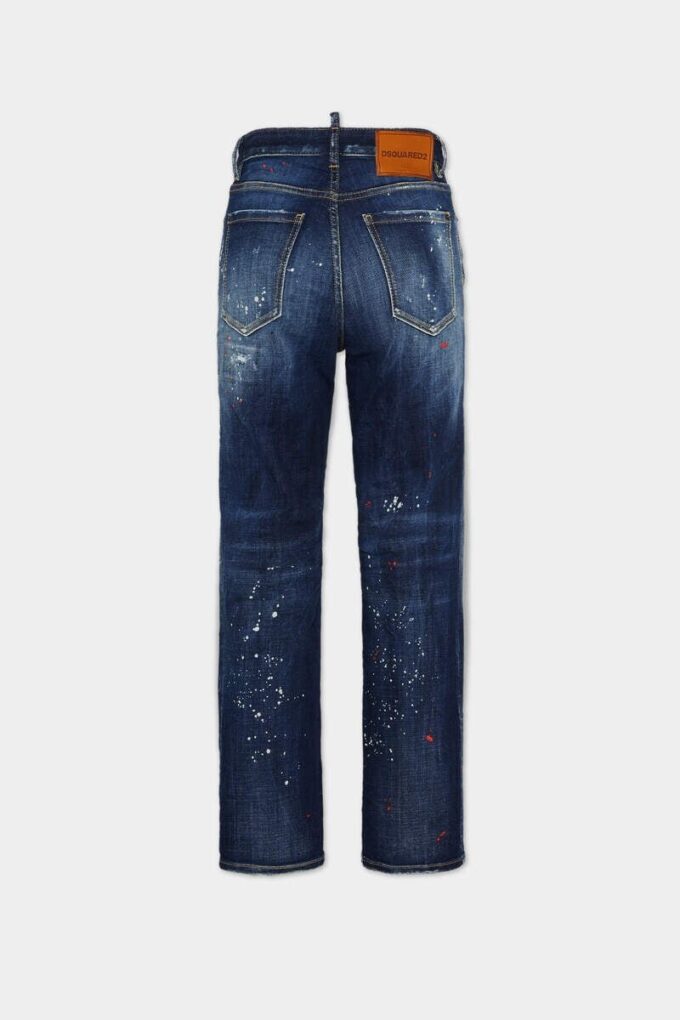 Jeans Boston con lavaggio a macchie rosse medie Jeans Boston con lavaggio a macchie rosse medie