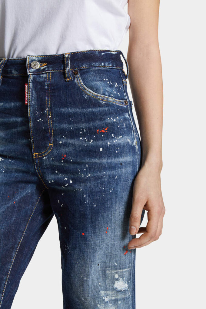 Jeans Boston con lavaggio a macchie rosse medie Jeans Boston con lavaggio a macchie rosse medie