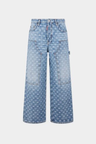 Jeans da carpentiere larghi con lavaggio chiaro