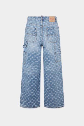Jeans da carpentiere larghi con lavaggio chiaro