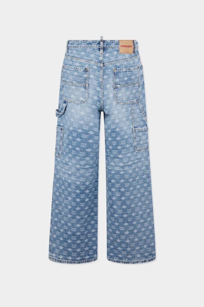 Jeans da carpentiere larghi con lavaggio chiaro