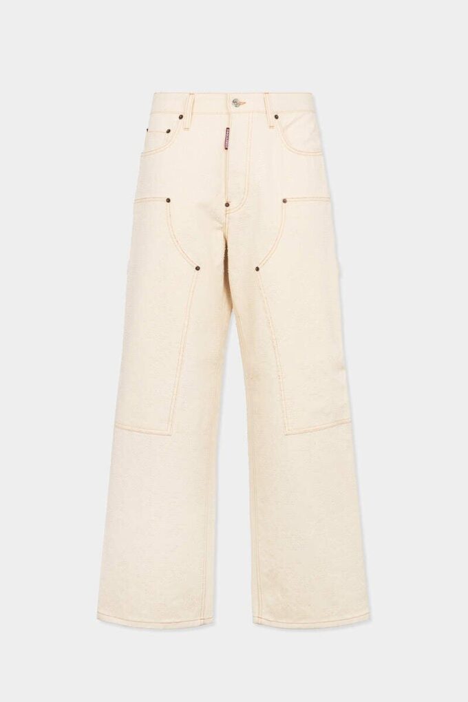 Jeans da carpentiere larghi, lucidi e dal lavaggio grezzo