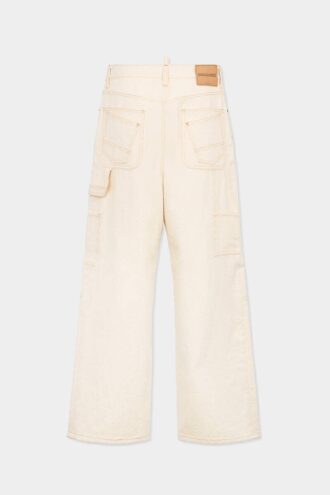 Jeans da carpentiere larghi, lucidi e dal lavaggio grezzo
