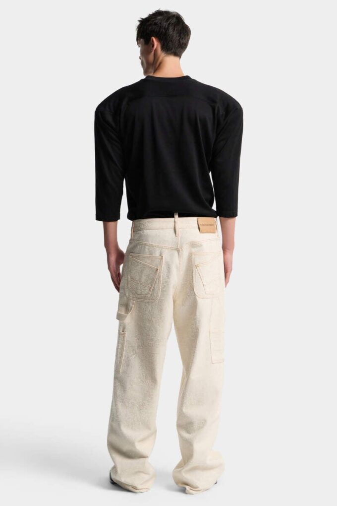 Jeans da carpentiere larghi, lucidi e dal lavaggio grezzo