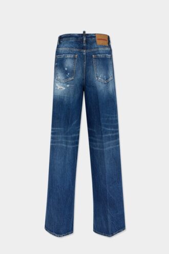 Jeans da viaggio baggy con lavaggio strappato medio