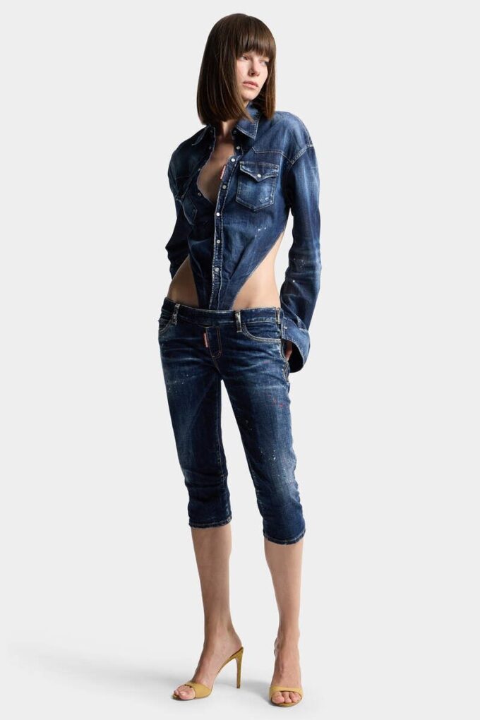 Jeans estivi scuri senza cerniera Jeans estivi scuri senza cerniera