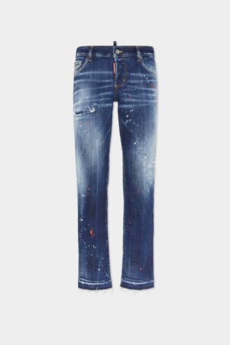 Jeans Jenna con lavaggio a macchie rosse medie