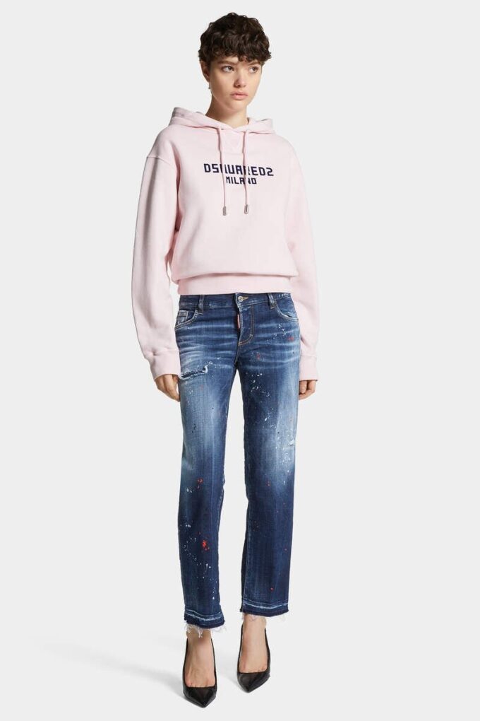 Jeans Jenna con lavaggio a macchie rosse medie Jeans Jenna con lavaggio a macchie rosse medie