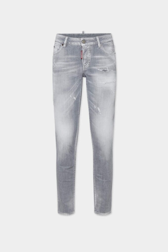 Jeans Jennifer a vita media con lavaggio grigio spazzolato Jeans Jennifer a vita media con lavaggio grigio spazzolato