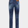 Jeans Jennifer a vita media con lavaggio rosso a macchie medie Jeans Jennifer a vita media con lavaggio rosso a macchie medie
