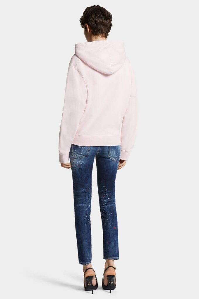 Jeans Jennifer a vita media con lavaggio rosso a macchie medie Jeans Jennifer a vita media con lavaggio rosso a macchie medie