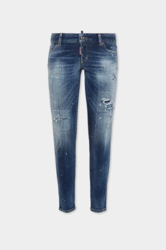 Jeans Jennifer con lavaggio medio e cristalli