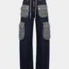 Jeans larghi con effetto intrecciato e lavaggio scuro Jeans larghi con effetto intrecciato e lavaggio scuro