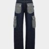 Jeans larghi con effetto intrecciato e lavaggio scuro Jeans larghi con effetto intrecciato e lavaggio scuro