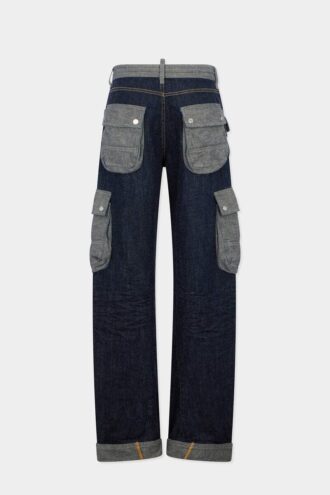 Jeans larghi con effetto intrecciato e lavaggio scuro