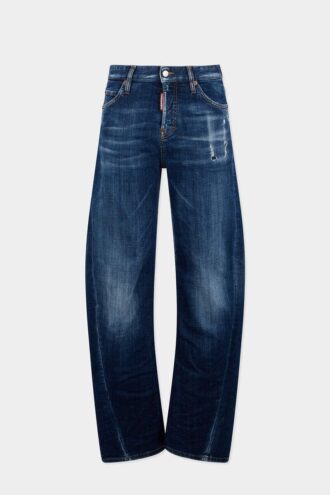 Jeans larghi con effetto twist e lavaggio scuro Smoker