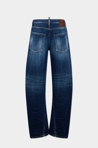 Jeans larghi con effetto twist e lavaggio scuro Smoker