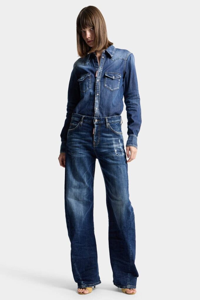 Jeans larghi con effetto twist e lavaggio scuro Smoker Jeans larghi con effetto twist e lavaggio scuro Smoker
