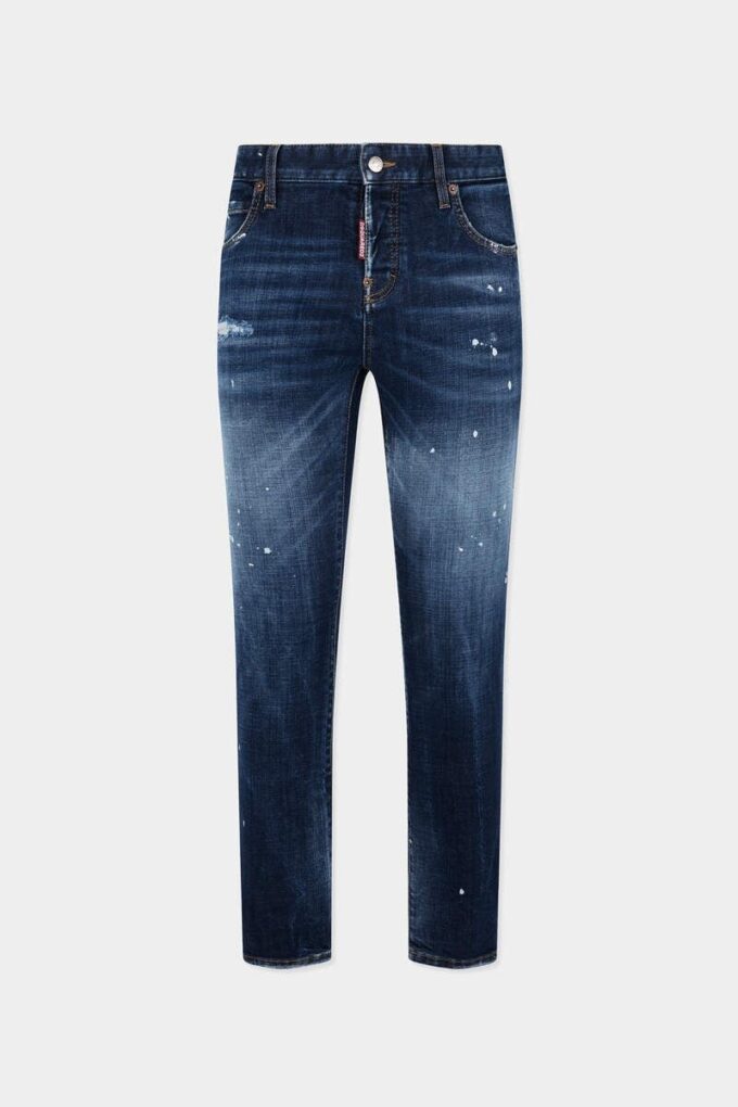 Jeans Teddy con lavaggio a macchie rosse medie Jeans Teddy con lavaggio a macchie rosse medie