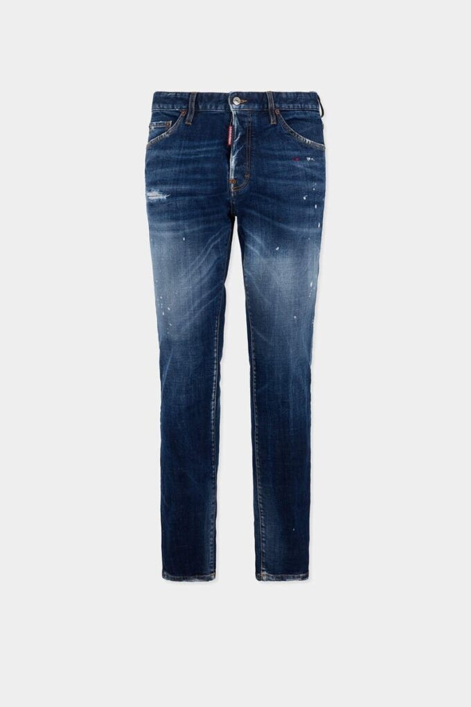 Jeans Teddy con lavaggio a macchie rosse medie Jeans Teddy con lavaggio a macchie rosse medie