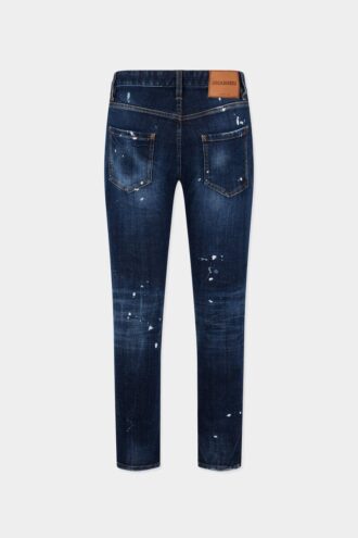 Jeans Teddy con lavaggio a macchie rosse medie Jeans Teddy con lavaggio a macchie rosse medie