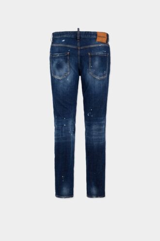 Jeans Teddy con lavaggio a macchie rosse medie