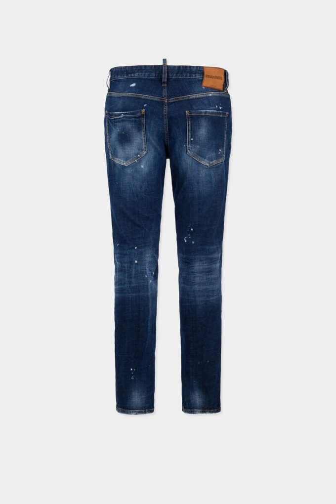 Jeans Teddy con lavaggio a macchie rosse medie Jeans Teddy con lavaggio a macchie rosse medie