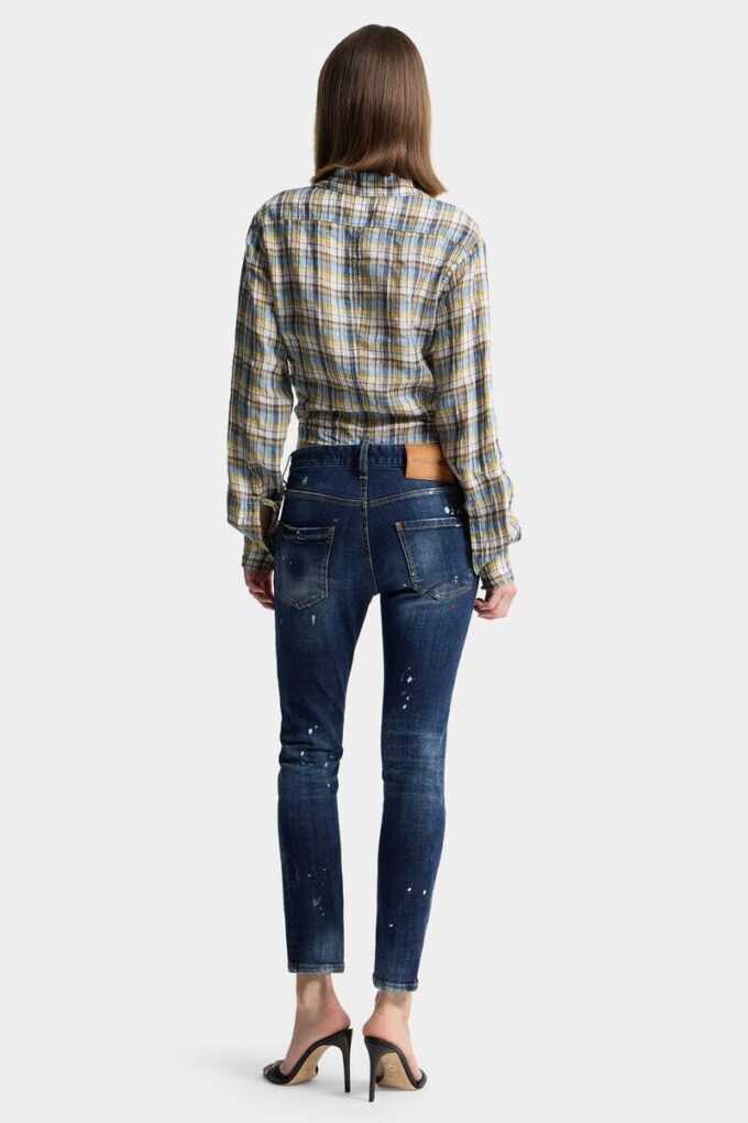 Jeans Teddy con lavaggio a macchie rosse medie Jeans Teddy con lavaggio a macchie rosse medie
