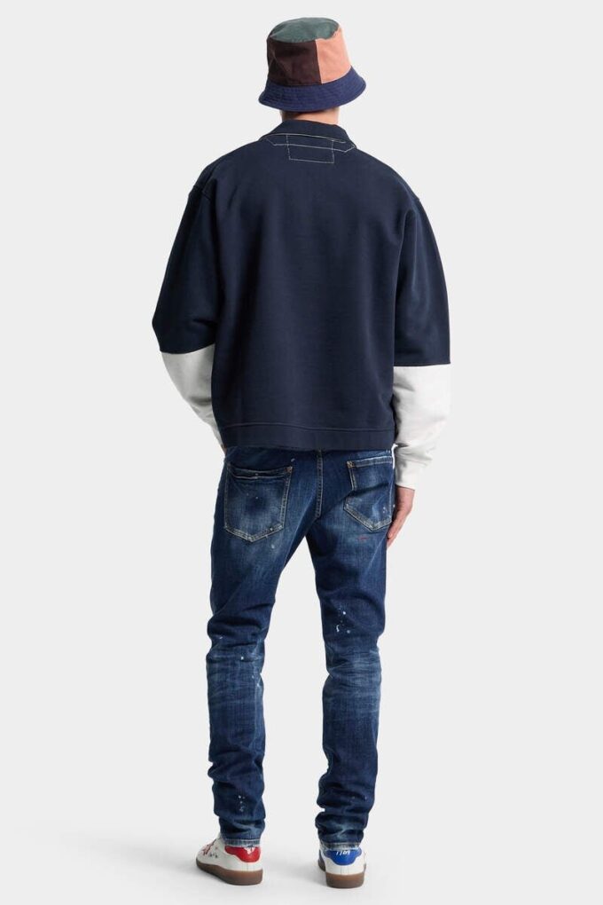 Jeans Teddy con lavaggio a macchie rosse medie Jeans Teddy con lavaggio a macchie rosse medie