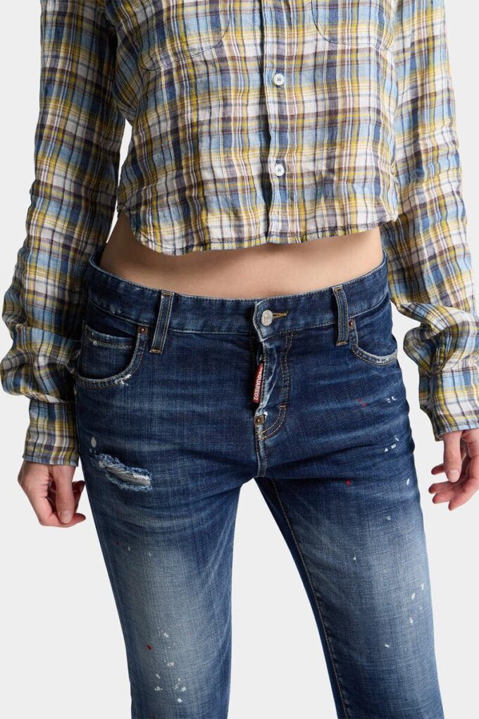 Jeans Teddy con lavaggio a macchie rosse medie Jeans Teddy con lavaggio a macchie rosse medie