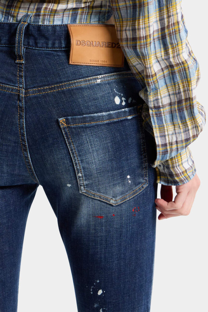 Jeans Teddy con lavaggio a macchie rosse medie Jeans Teddy con lavaggio a macchie rosse medie