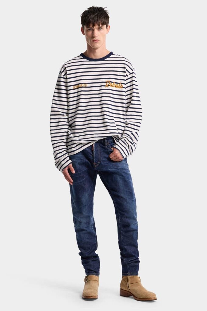 Jeans Teddy con lavaggio scuro pulito
