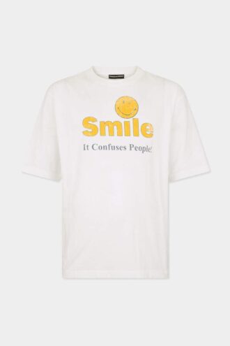 Maglietta Smiley X D2 tinta e strappata, vestibilità ampia